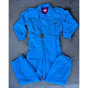 Bogner Vintage Ski Suit Mens Sz 40 Blue One Piece Snowsuit Belted